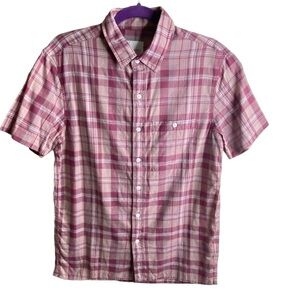 American Eagle sz Small Red Check Plaid Short Sleeve Button Down Shirt New
